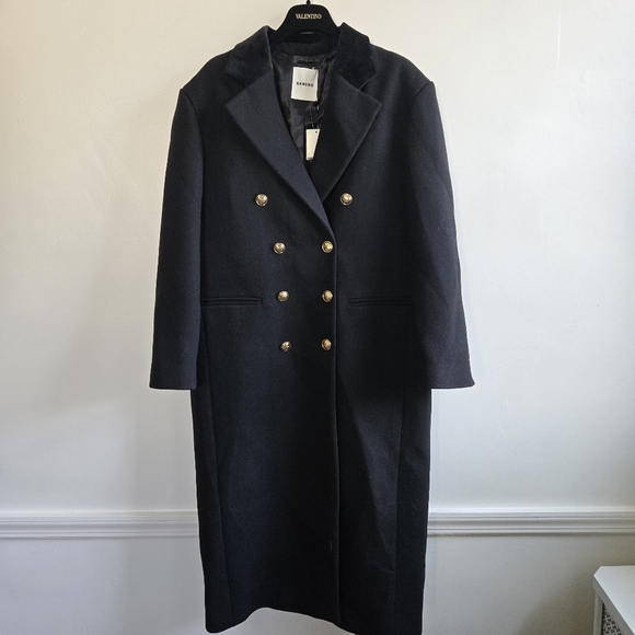 New Sandro "OFFY" Double Breasted Black Long Coat 4 US/36 FR NWT - Picture 10 of 13